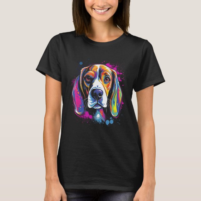 Camiseta Beagle Retro Rainbow Splashes Design (Anverso)
