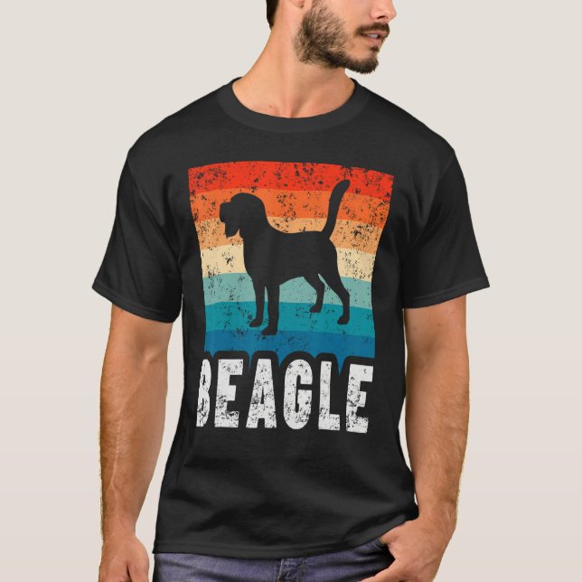 Camiseta Beagle Retro Stripes Vintage Silhouette Dog (Anverso)