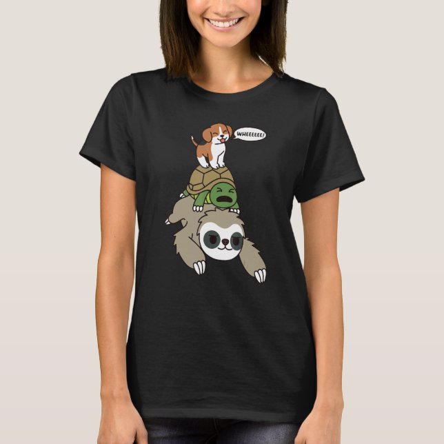 Camiseta Beagle Riding Sloth Tortoise Dog (Anverso)