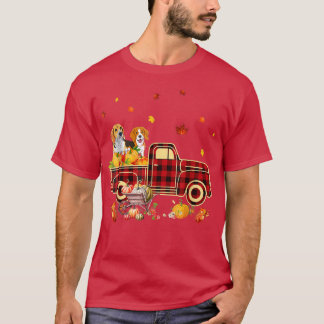 Camiseta Beagle Riding Truck Pumpkin Autumn Leaves Fall