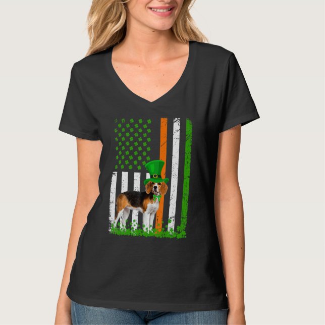 Camiseta Beagle Saint Patrick's Day Dogs Lover American Fla (Anverso)