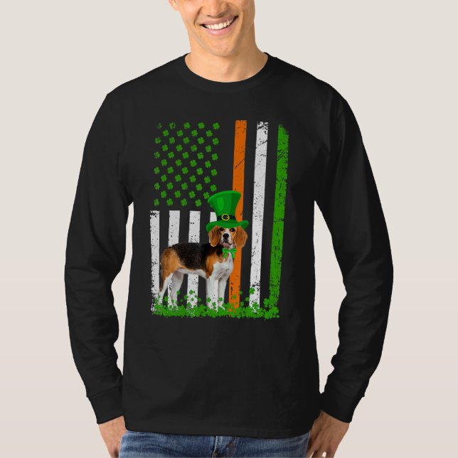 Camiseta Beagle Saint Patrick's Day Dogs Lover American Fla (Anverso)