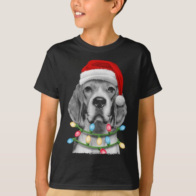 Camiseta Beagle Santa Christmas Tree enciende Navidad Dogma (Anverso)