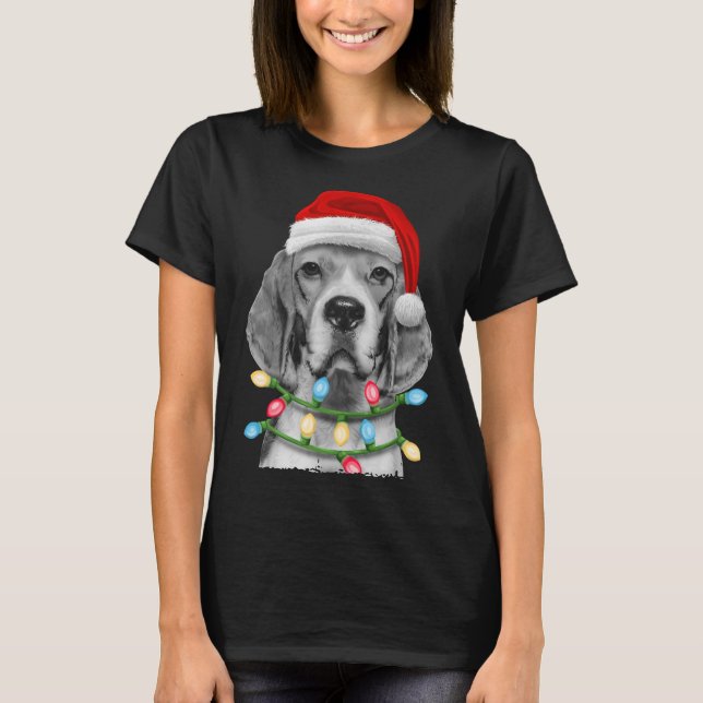 Camiseta Beagle Santa Christmas Tree enciende Navidad Dogma (Anverso)