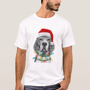 Camiseta Beagle Santa Christmas Tree Enfoca la Navidad Boys