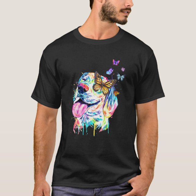 Camiseta Beagle Splash Art Butterflies Funny Perro Lover Re (Anverso)