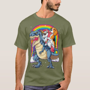 Camiseta Beagle Unicorn Riding Dinosaur T rex Chicas Niños