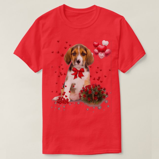 Camiseta Beagle Valentines Day Funny Dog Lover Happy Valent (Diseño del anverso)