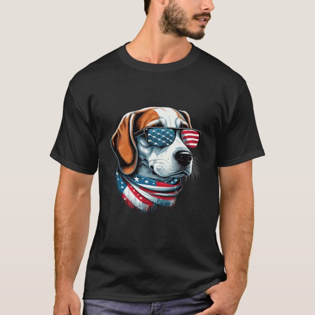 Camiseta Beagle Waving The American Flag Proud (Anverso)