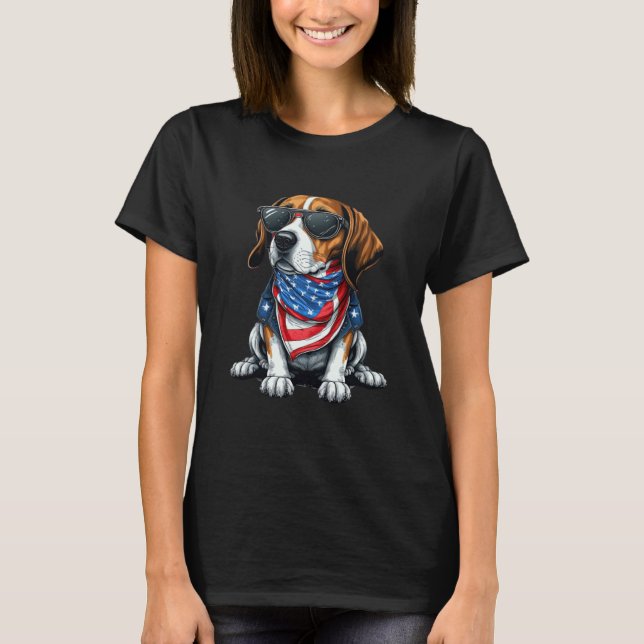 Camiseta Beagle Wearing An American Flag Patriotic USA (Anverso)
