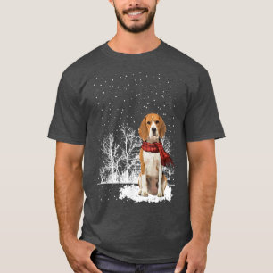 Camiseta Beagle Winter Scarf Dogs Tree Forest Snow Christm