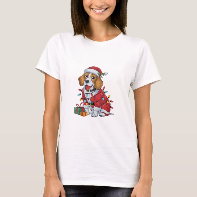 Camiseta Beagle Xmas iluminando a Navidades de perro de San (Anverso)