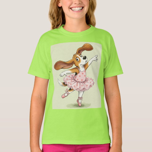 Camiseta Beagle y Ballet, por Natasha Us (Anverso)