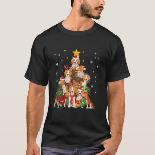 Camiseta Beagles Christmas Tree Xmas Pajama Santa Lights