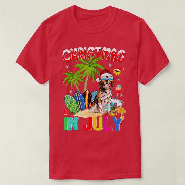 Camiseta Beagles En Navidades De Gafas De Sol De Santa Hat  (Diseño del anverso)