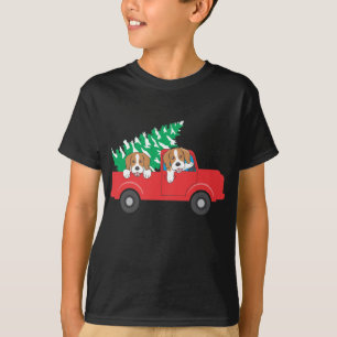 Camiseta Beagles Montando Un Camión Rojo Navidades De Perro