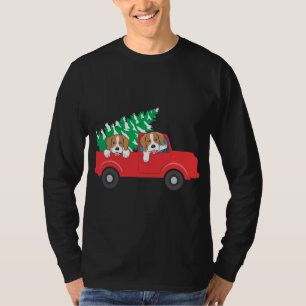 Camiseta Beagles Montando Un Camión Rojo Navidades De Perro