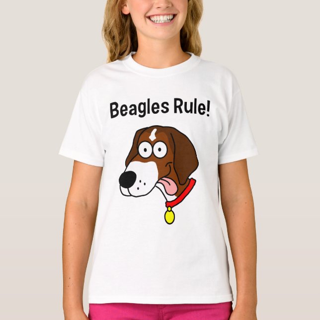 Camiseta "Beagles Rule!" Girl's Ringer T-Shirt (Anverso)