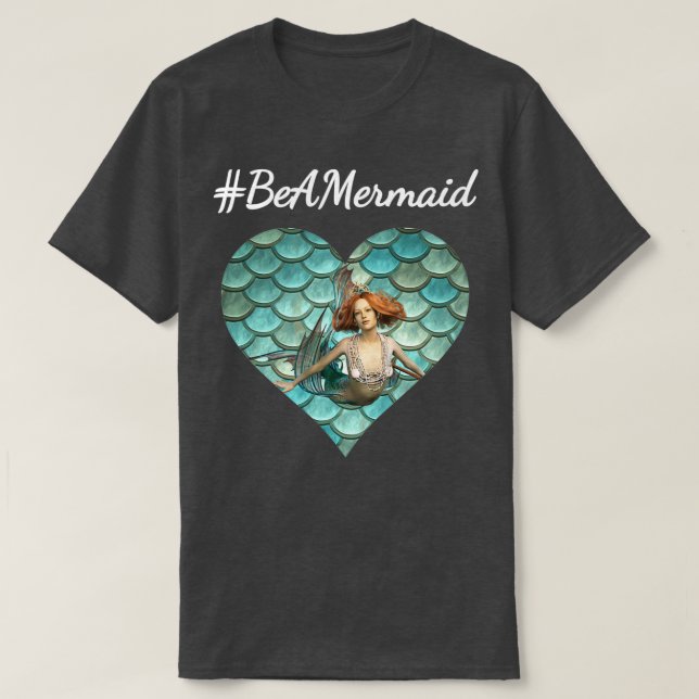 Camiseta BeAMermaid Mermaid Scale Heart Teal And Turquoise (Diseño del anverso)