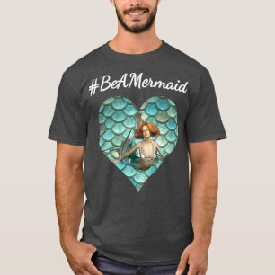 Camiseta BeAMermaid Mermaid Scale Heart Teal And Turquoise