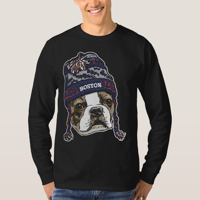 Camiseta Beanie Deportiva Azul de Boston Terrier (Anverso)