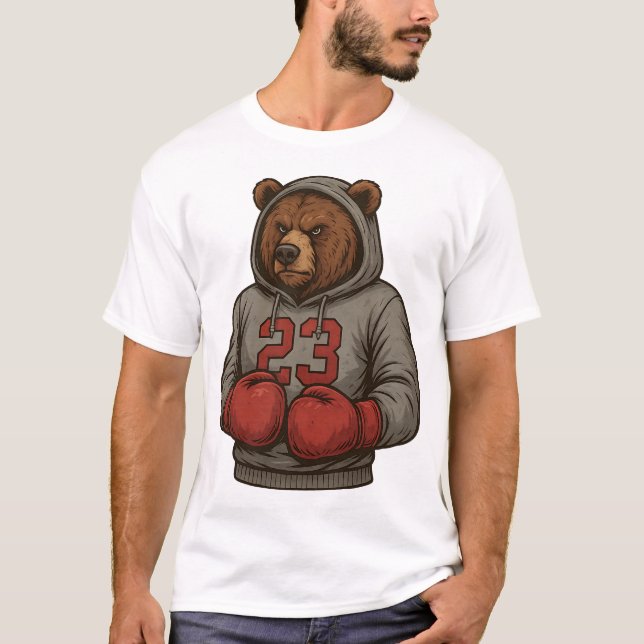 Camiseta Bear 23 Boxing Hoodie Grizzly Gym Fighter Tee - St (Anverso)