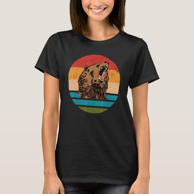 Camiseta Bear Angry Roar Retro Sunset Angry Bear (Anverso)