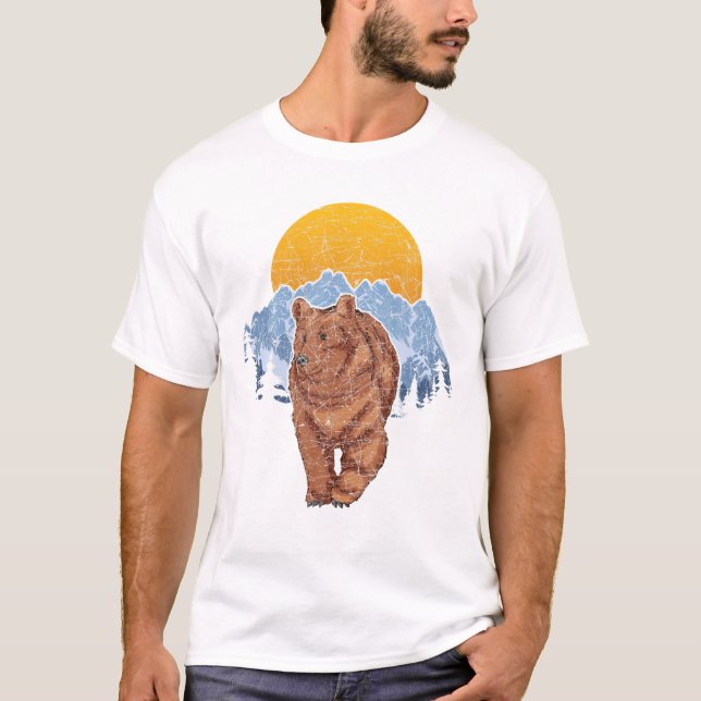 Camiseta Bear animal Lover Montaña al aire libre Sunset Nat (Anverso)