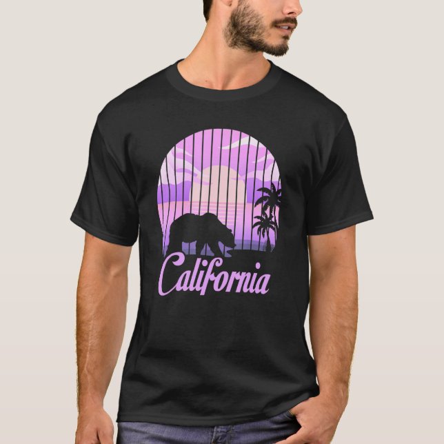 Camiseta Bear Animal Palm Trees Verano Cali Retro Ca (Anverso)