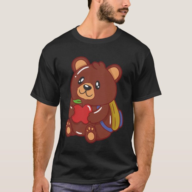 Camiseta bear apple cute back to school (Anverso)