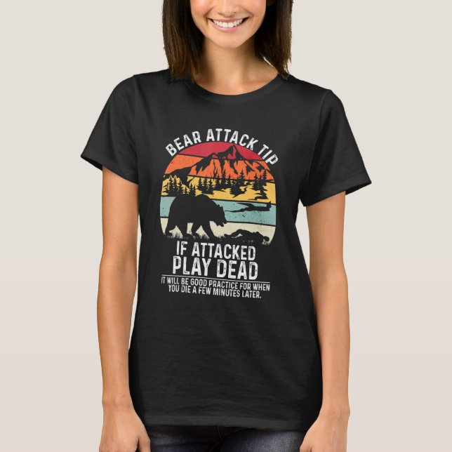 Camiseta Bear Attack Tip Camping Hiking Outdoor Travel  Vin (Anverso)