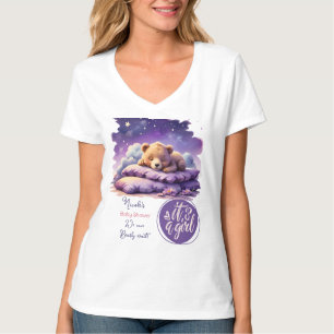 Camiseta Bear Bear Sleeping Purple Galaxy Chica Baby Shower