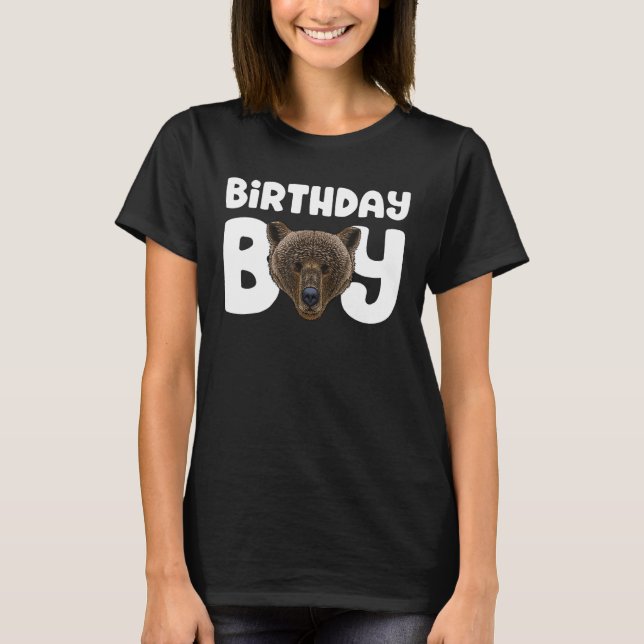 Camiseta Bear Birthday Boy Fiesta Animal Kids Grizzly Bear  (Anverso)