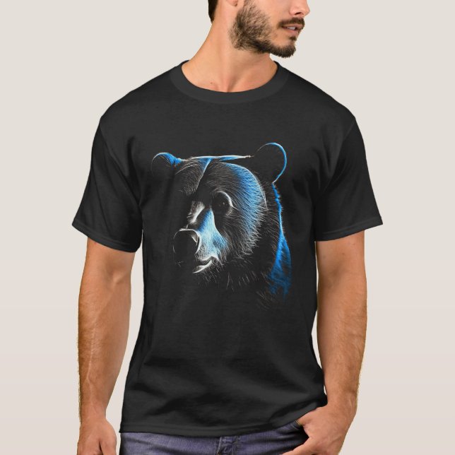 Camiseta Bear Blue - Art Wild Animal Forest Animals Bear (Anverso)