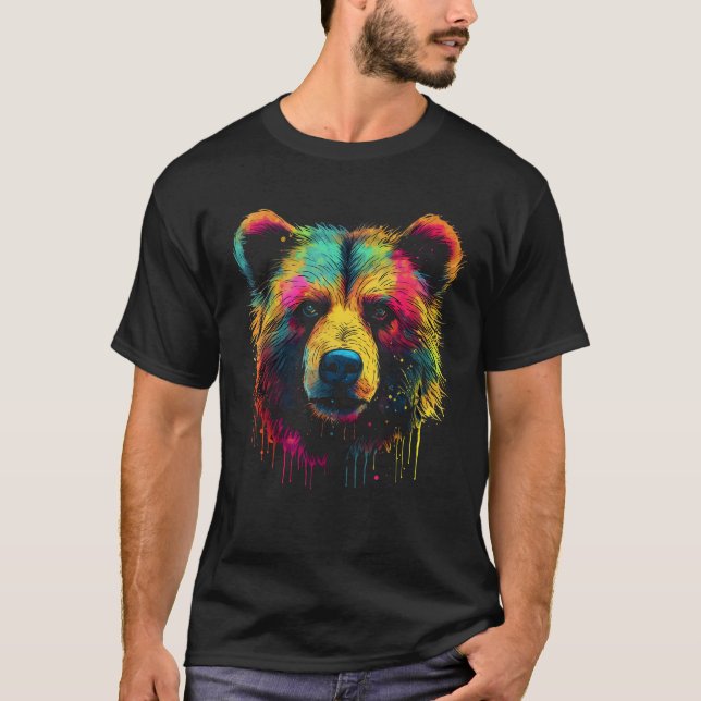 Camiseta Bear colourful forest artwork animal art bear (Anverso)