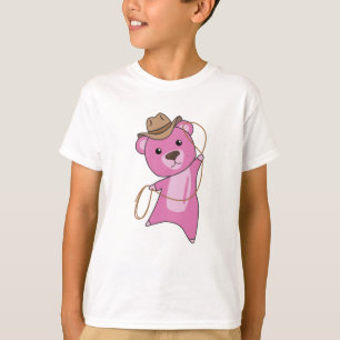 Camiseta Bear Cowboy Rosa Lasso Animales Cutáneos Para Niño