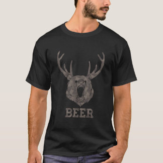 Camiseta Bear Deer Antlers Beer Drinking Hunting Camg
