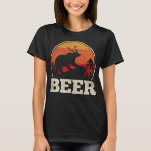 Camiseta Bear Deer Antlers Funny Craft Beer Retro Gráfico G