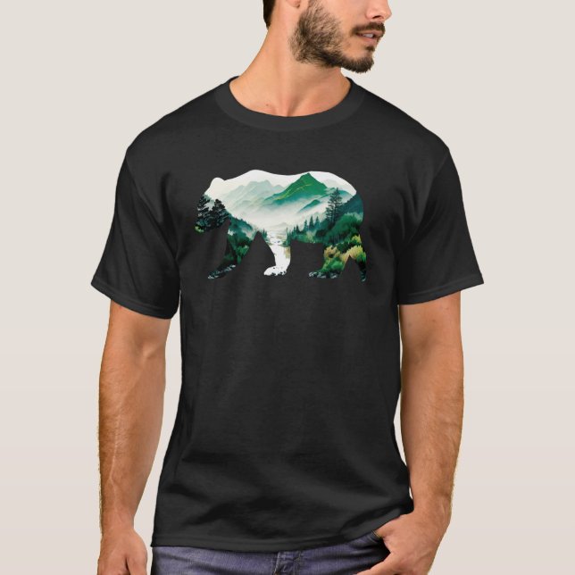 Camiseta Bear Double Exposure Surreal Wildlife Animal (Anverso)