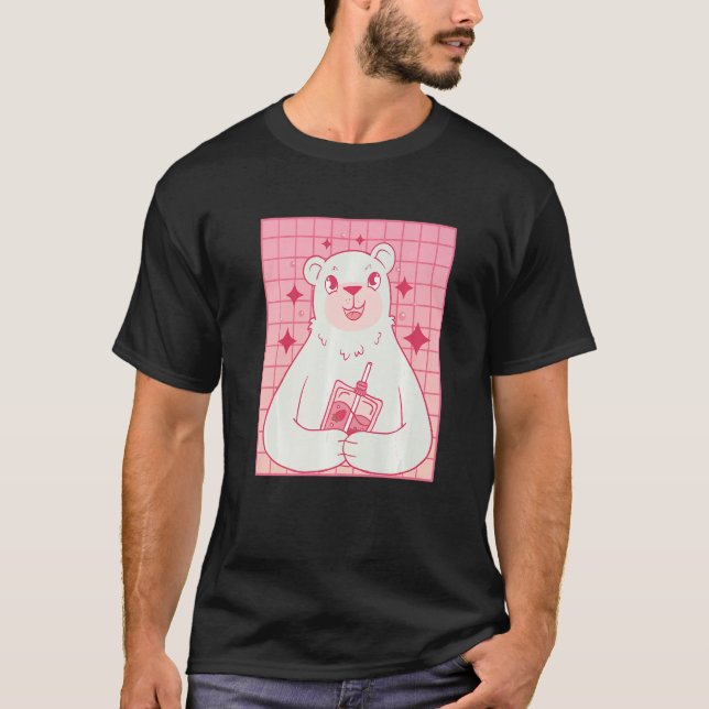 Camiseta Bear Drinking Strawberry Milk (Anverso)