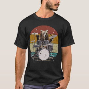 Camiseta Bear Drummer Tambor Tambores T-Shirt Hombres
