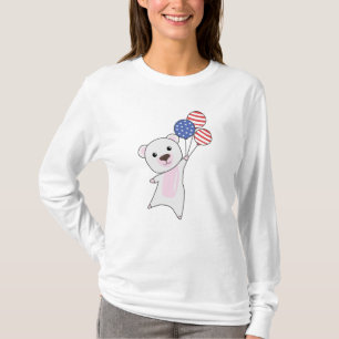 Camiseta Bear Flies Balloons USA Up Sweet Animals Polar
