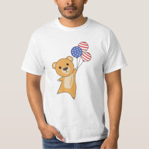 Camiseta Bear Flies Balloons USA Up Sweet Animals Yellow