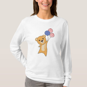 Camiseta Bear Flies Balloons USA Up Sweet Animals Yellow