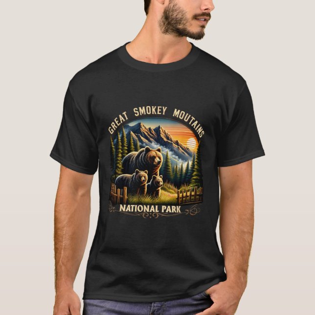 Camiseta Bear Great Smokey Mountains National Park Black Be (Anverso)