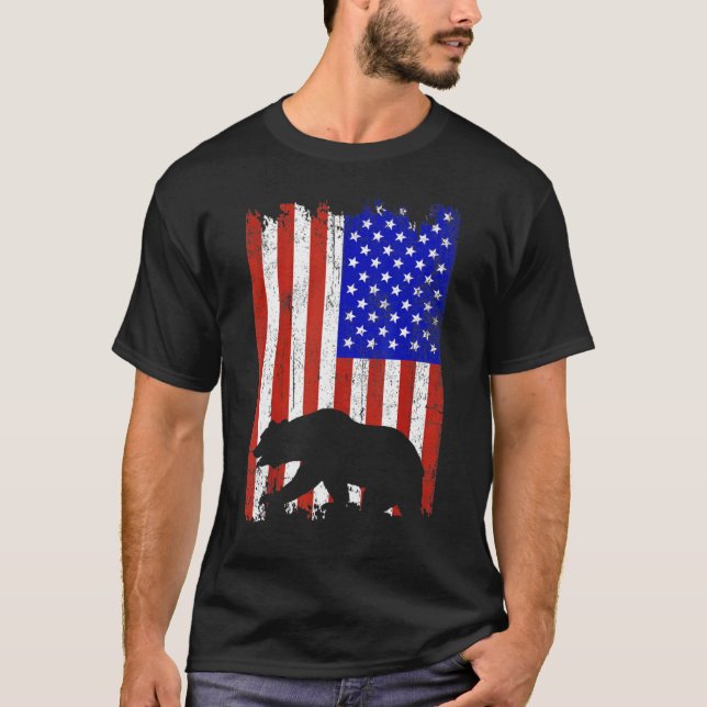 Camiseta Bear Hunter For Men Women American Flag Bear Hunti (Anverso)