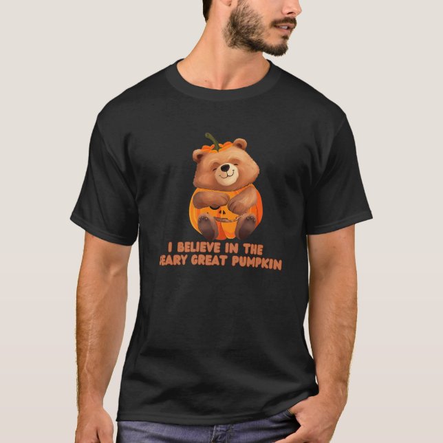 Camiseta Bear Jack o Lantern I Believe in The Beary Great P (Anverso)