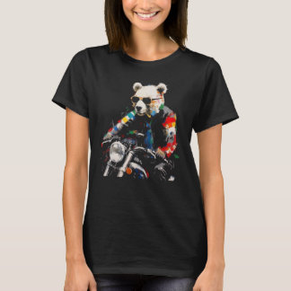 Camiseta Bear Motorcycle - Animal Polar Bear Colourful Sung