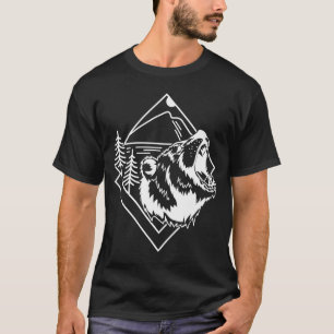 Camiseta Bear Outdoor Adventure Nature Art Trees Mountains