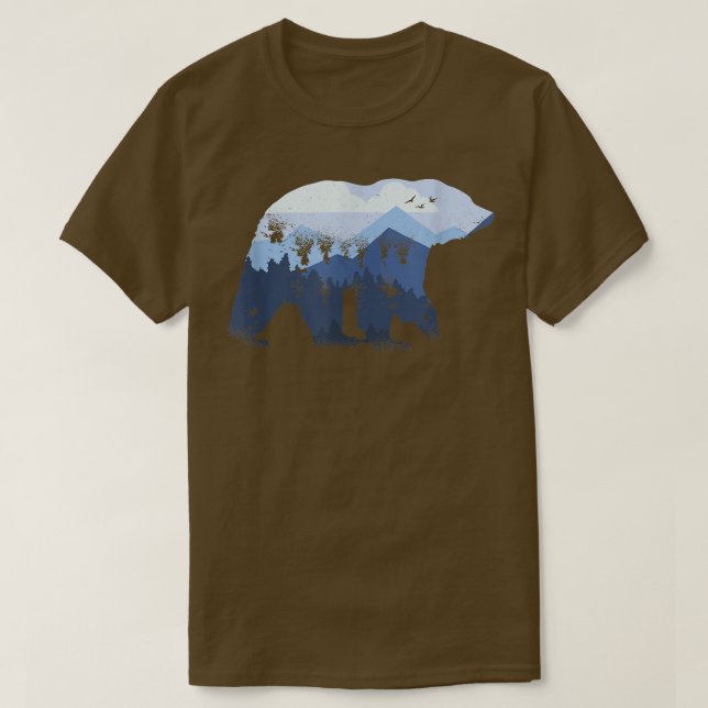 Camiseta Bear Outline Mountain Range Lover Forest Fan Anima (Diseño del anverso)